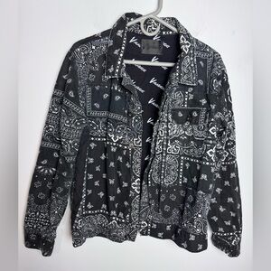 Valabasas Men's Patchwork Paisley Bandana Jacket Black Size M 100% Cotton